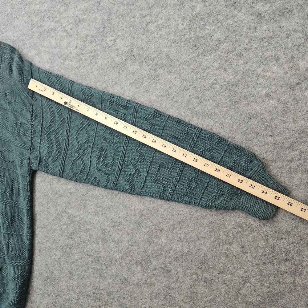 Windsor Shirt Company Men's Green Sweater‎ Size M 100% Cotton Geometric Textured - Picture 8 of 9